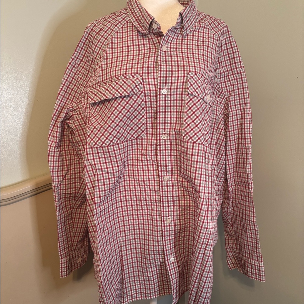 Men's Red Checkered Button Down Shirt